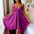 thumbnail image 2 of CHUMUD Petite Womens Summer Nightgowns V-Neck Spaghetti Strap Nightgown, Casual Sleeveless Pajamas Babydoll Sleep Dress, 2 of 8