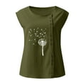 thumbnail image 4 of Hauts de Sortie pour Femmes Col Rond Imprimé à Boutons Sans Manches Débardeur Basique Décontracté Coupe Ample Blouse d'Été Chemise, 4 of 4