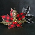 thumbnail image 4 of Sijiali Xmas Floral Fine Workmanship Decorative Plastic Red Black Plaid Fake Christmas Flower for Household, 4 of 10