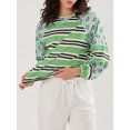 thumbnail image 2 of SUNSIOM Chandails Amples pour Femmes à Rayures Contrastées Imprimé Floral Manches Longues Pulls Décontractés Printemps Automne, 2 of 6