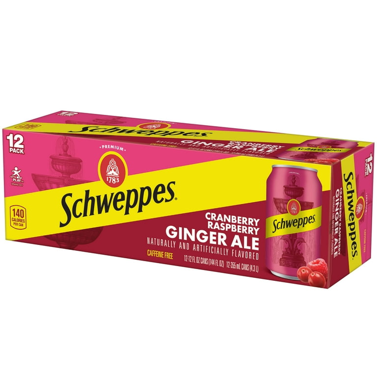 Schweppes Caffeine Free Cranberry Raspberry Ginger Ale Soda Pop