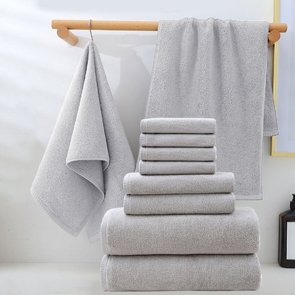 8 Piece Bath Towel Set – Soft Absorbent Towels for Bathroom, 2 Bath Towels 2 Hand Towels 4 Washcloths, Quick Dry Hotel Quality Spa Gift Set, Gray
