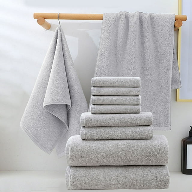 Fiudx Juego de Toallas de Baño, Suaves y Absorbentes de Algodón, Elegante Experiencia de Spa En Casa, Toallas Gruesas y Duraderas para Rostro y Manos, Multiusos, Perfectas para El Baño o La Playa, 8