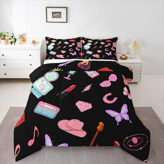 Manfei Girls Kawaii Princess Bedding Comforter Set, Cartoon Modern Fashion Twin Comforter Sets, Cowboy Cowgirl Reversible Bedding Set, Luxury Bedroom Decor, 2-Piece