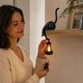 thumbnail image 6 of Whimsical Cat Shelf Sitter with LED Lantern, 3D-Printed Bookshelf Decor and Utility Hook, Cozy Reading Nook Night Light for Mantel, Bedroom, Office Desk, Entryway, Gift for Pet Lovers (Black), 6 of 6