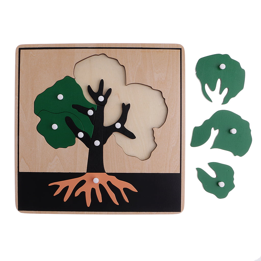 Montessori Zoology Botany Materials 8 Wooden Knob Puzzles Board for Kids 