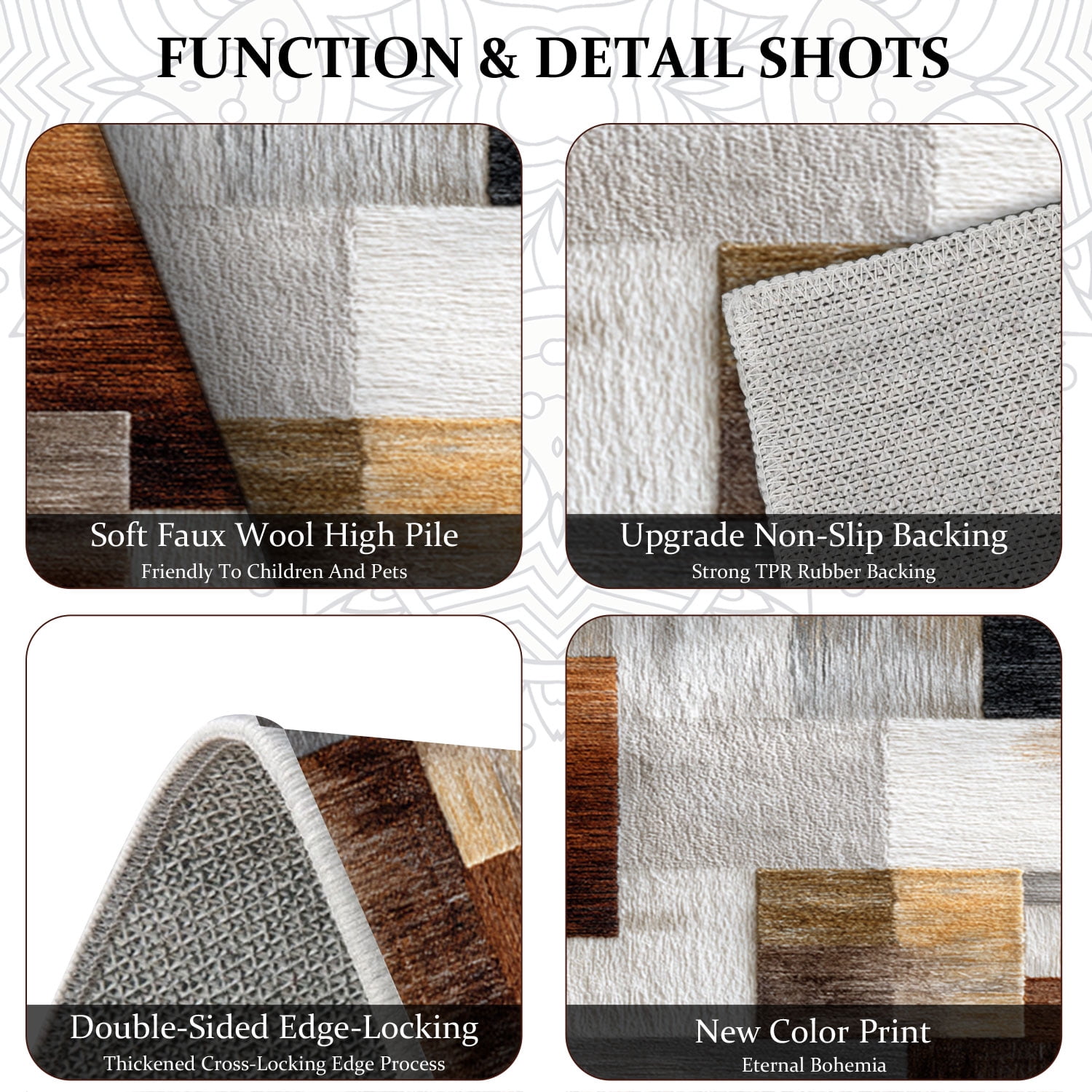 3 Piece Kitchen Rug Set, Non-Slip And Washable, Abstract Pattern Kitchen Hallway Rug, Soft And Comfortable, Suitable For Sinks, Floors, Entrances, Hallways and Bathrooms