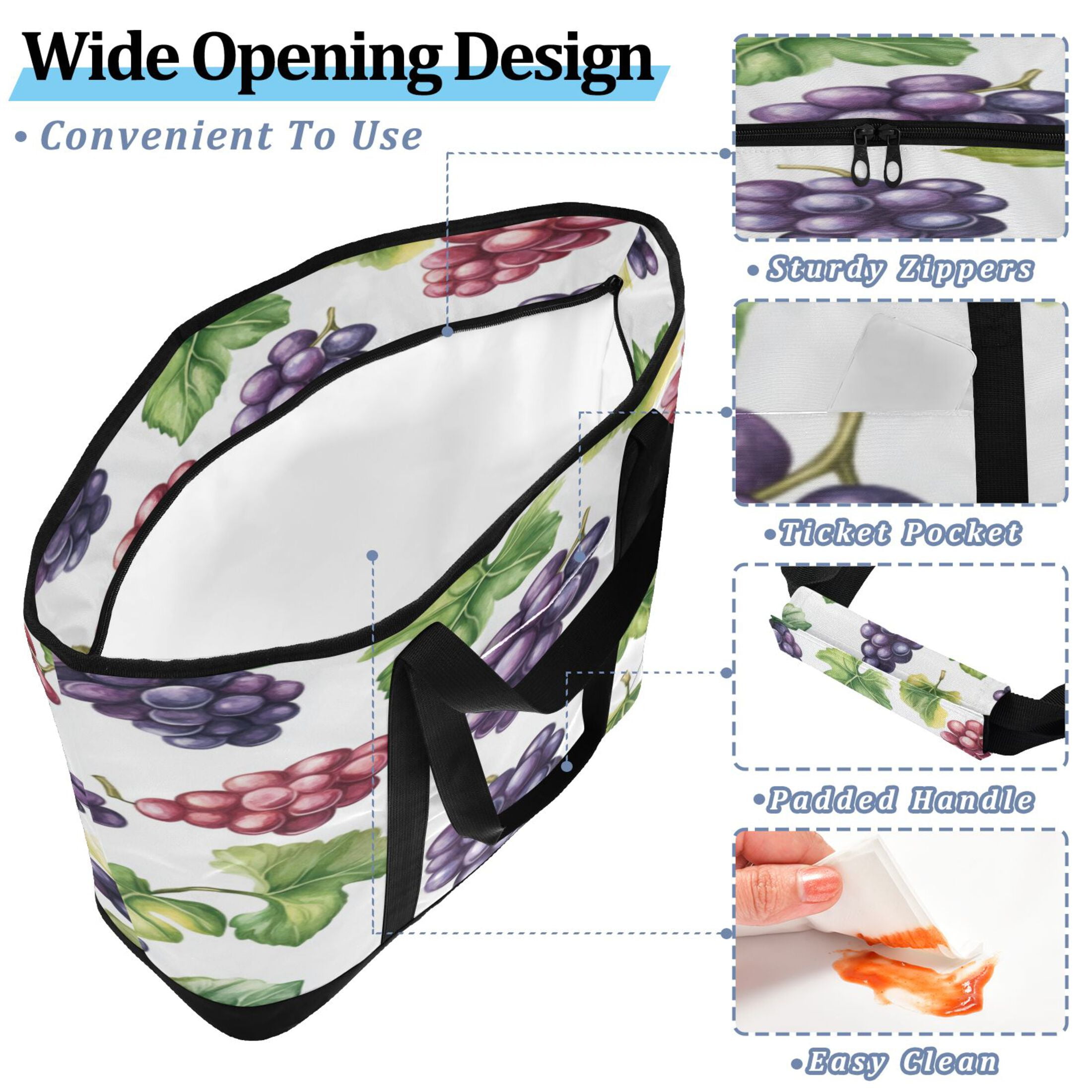 Large Hand-held Ice Pack Picnic Bag Insulation and Refrigeration Suitable for Shopping Picnics and Camping Cartoon Grape