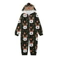 thumbnail image 2 of Wuxian Christmas Family Pajamas Hooded Full Zipper Up Sleepwear Outfits Long Sleeve Cute Snowflake Print One Piece Jumpsuits Loungewear For Kids,Black,3-4 Years, 2 of 6