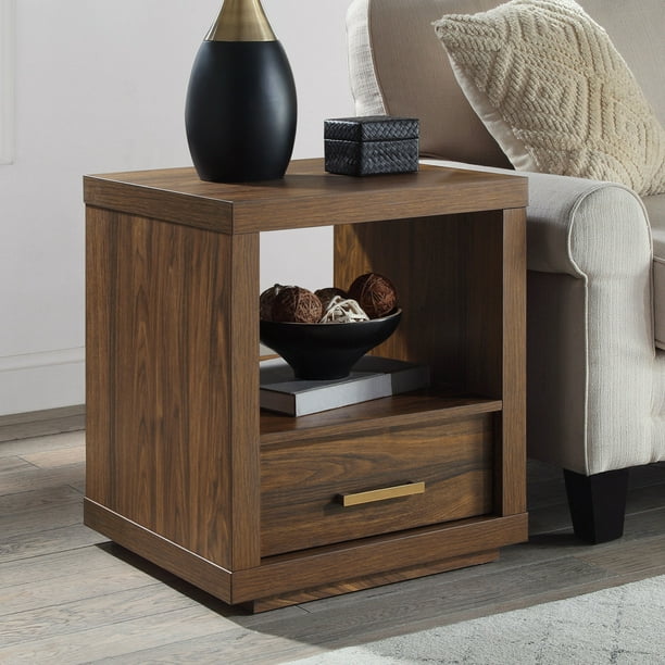 Better Homes & Gardens Steele End Table, Walnut Finish