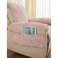 thumbnail image 5 of Yumcute Palm Leaves Velvet Plush Quilted Recliner Chair Cover Anti-Slip Super Soft Furniture Protector with Elastic Straps for Kids, Dogs, Pets Pink  24in, 5 of 9
