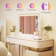 Blazezo 19x22 LED Vanity Mirror with Lights, Dimmable 3 Color Modes, 3600-6000K Lighted Makeup Mirror with Aluminum Frame, USB Charging Port, Memory Function, for Bedroom Desk Tabletop Wall Mount