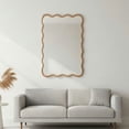 thumbnail image 5 of Kadyn 20"x30" Wavy Rectangle Accent Mirror, Decorative Wall Mounted Mirror for Home Bedroom Living Room Entryway, Premium Solid Wood Frame Design, Natural Wood Color, 5 of 12