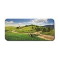 thumbnail image 1 of Landscape Computer Mouse Pad, Hillside Meadows Cloudy Sky Fence near the Road with Fir Trees on Both Sides, Rectangle Non-Slip Rubber Mousepad X-Large, 35" x 15" Gaming Size, Green Blue, by Ambesonne, 1 of 2