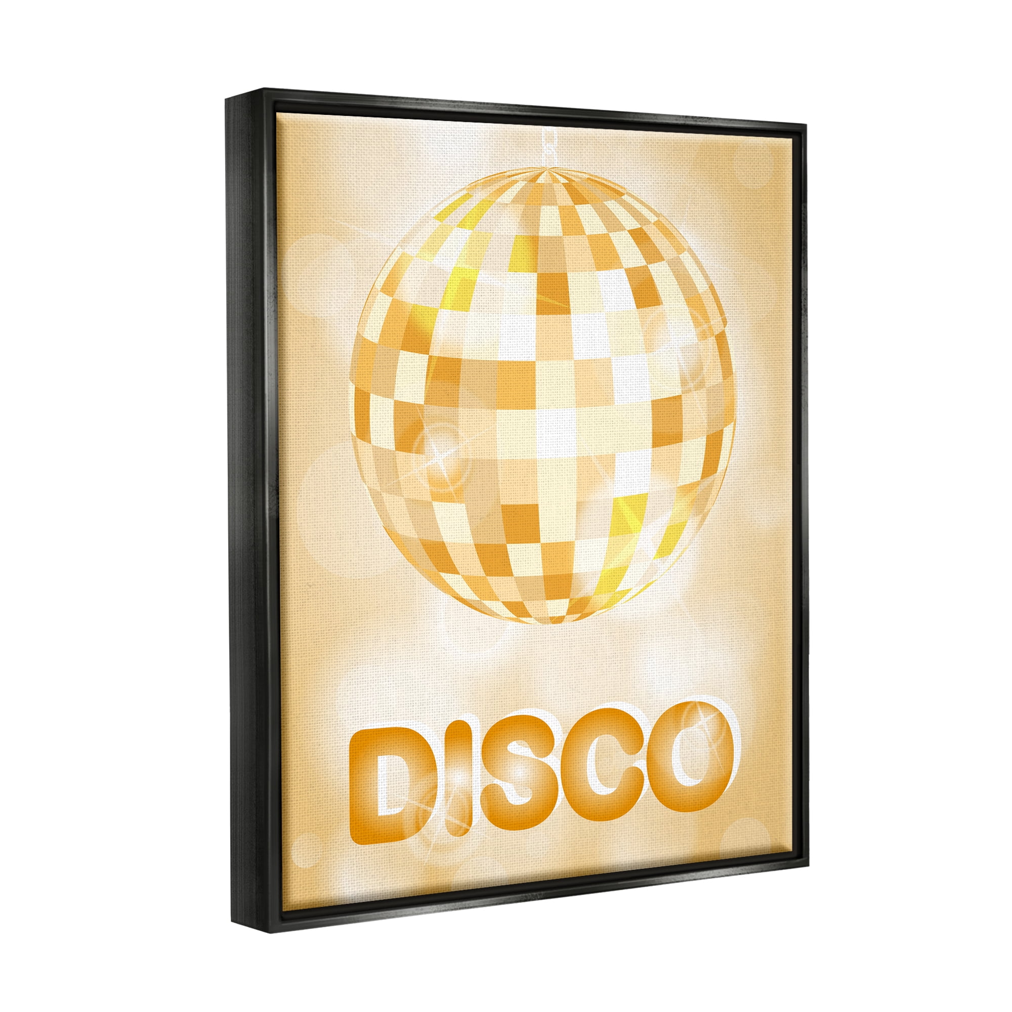 Stupell Industries Retro Glam Disco Ball Beauty & Fashion Painting Black Floater Framed Art Print Wall Art