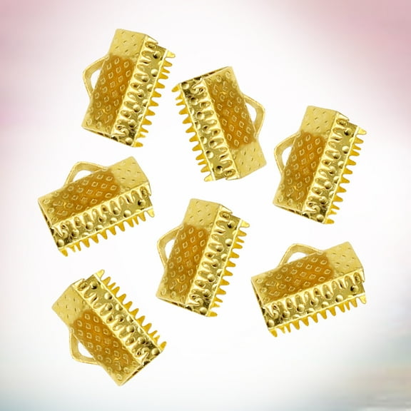 Masteelf 100 PCS Clasps Jewelry Supplies Metal Clamp Frayed Ribbon Ends Size 1 Golden