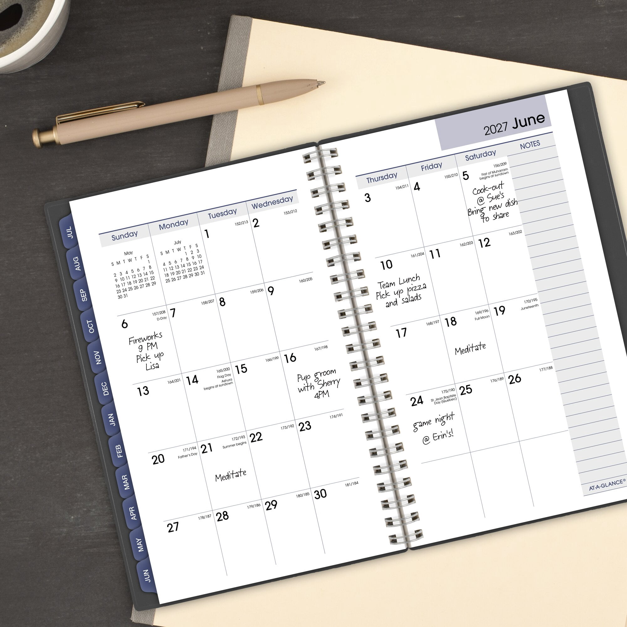 AT-A-GLANCE DayMinder Academic 2026-2027 Weekly Monthly Planner Charcoal Small 5