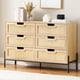 thumbnail image 4 of Cajonera de Ratán Natural, 47.2", 6 Cajones, Estilo Rústico con Patas Metálicas, Organizador Moderno para Closet y Sala, 4 of 7