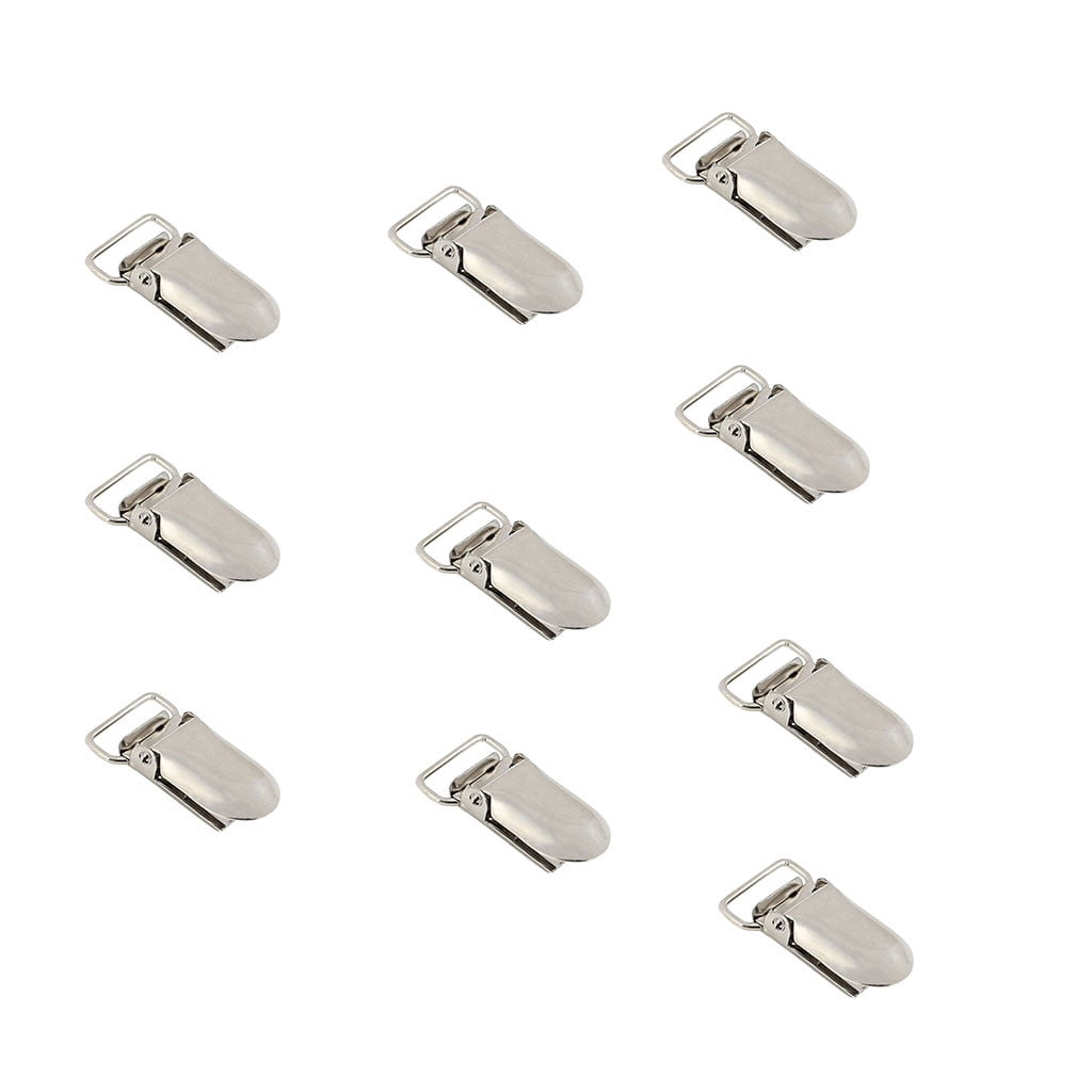 HCTSHG 10 Pcs Metal Clips Insert Pacifier Dummy Holders Pacifier Suspender Hook, Suspender Clips Metal Pacifier Clip Holder Garter Making Supplies