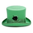 thumbnail image 2 of Ferrecci Satin Lined Green Wool Top Hat with Grosgrain Ribbon and Removable Feather - Unisex, Men, Women (X-Large 61cm-7 5/8), 2 of 4