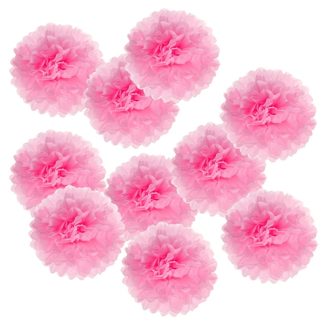 Uxcell 6" Pompones de papel duraderos para decoración de fiestas de boda en color rosa, paquete de 10