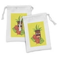thumbnail image 1 of Luau Fabric Pouch Set of 2, Vibrant Composition of a Tiki Exotic Summer Hibiscus and Palm Leaves, Small Drawstring Bag for Toiletries Masks and Favors, 9" x 6", Yellow and Multicolor, by Ambesonne, 1 of 2