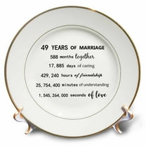 3dRose, 49 Years of Marriage 49th Wedding Anniversary in months days hours, 8 inch Porcelain Plate