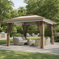 thumbnail image 4 of Aiho 13 x 13 ft Patio Pop up Canopy Gazebo, Outdoor Foldable Canopy Tent with Mosquito Netting - Beige, 4 of 11