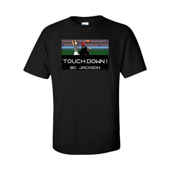 Shedd Shirts Black Bo Jackson Tecmo Bowl "Touchdown PIC"  Youth Medium T-Shirt