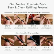 Wordsworth & Black Fountain Pen, Medium Nib Ink Pen, Brown Wood - Refillable, Calligraphy