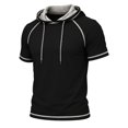 thumbnail image 4 of Uwinwear Men's Activewear T-Shirts Hooded Outdoor Short Sleeve Tops Summer Beach Casual Slim Fit Pullover Breathable Casual Wear,Black,XXXL, 4 of 7