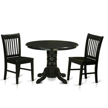 East West Furniture Shelton 3-piece Wood Kitchen Table and Chair Set in Black