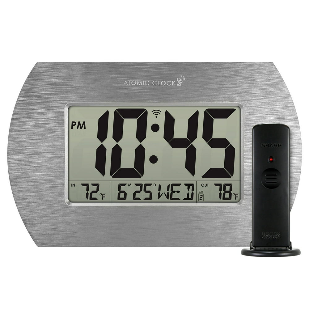 Better Homes & Gardens Digital Atomic Clock with Stainless Steel Finish