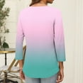 thumbnail image 3 of Lmnyox Women's Fashion Shirts 3/4 Sleeve V Neck Casual T Shirts 2025 Spring Summer Loose Trendy Blouse Tops, 3 of 7