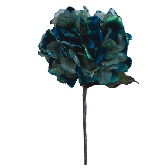 Vickerman 29" Peacock Velvet Hydrangea Artificial Christmas Pick