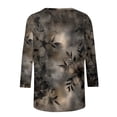thumbnail image 5 of Jacenvly Hauts pour Femmes à Manches 3/4 Liquidation Femmes Dames Manches 3/4 Fleurs Imprimées Col Rond Manches Longues Haut/chemise à Col Rond Hauts pour Femmes Manches 3/4, 5 of 5