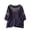 Navy, variant on Nmnitkp Women's 3/4 Sleeve Embroidered Linen-Look Blouse, Round Neck Loose Casual Summer Top with Multiple Colors Beige,L