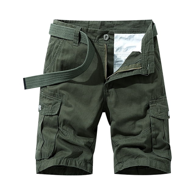 Mens Short Pants Fashion Mens Pocket Zipper Buttons Solid Leisure Time Tooling Short Pants