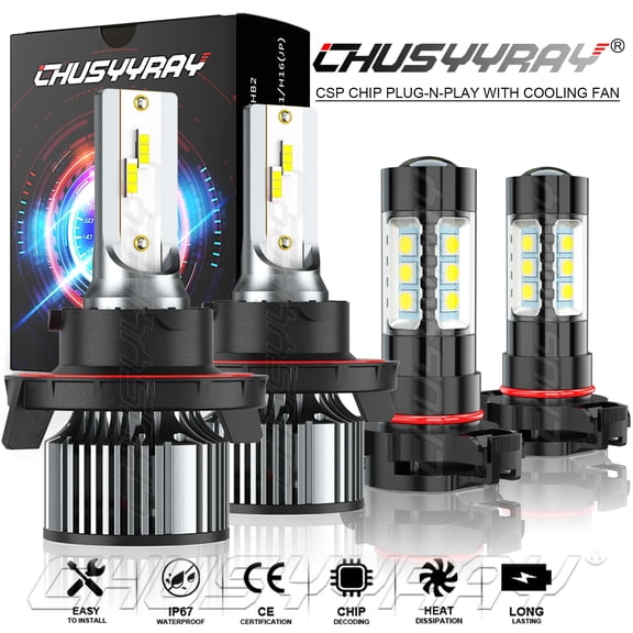 CHUSYYRAY LED 9008 Headlight Hi-Lo Beam H11 Fog Light Bulbs Kit White for Chevy Camaro 2012 2013 4x