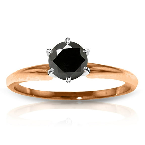 Galaxy Gold 14K Solid Rose Gold Ring with 1.0 CT Black Diamond, Size 8.0, 5.5-11 Sizes, April Birthstone, Symbol of Strength