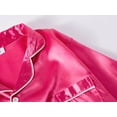 thumbnail image 2 of Cute Hot Pink Pajama Set for Girls – Satin Silky Long Sleeve & Pants Button Down PJ Set Size 8, 2 of 7
