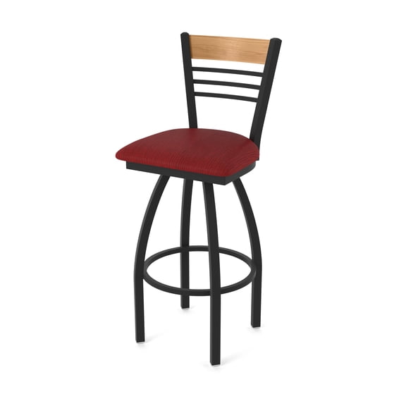 880 Eleanor 36" Swivel Extra Tall Bar Stool with Black Wrinkle Finish, Medium Back and Graph Ruby Seat