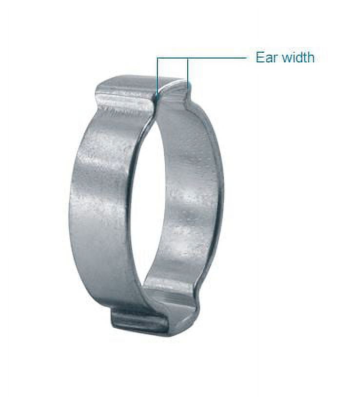 Oetiker 15100012 Stainless Steel Hose Clamp, Double Ear, Clamp ID Range 19.1 mm (Closed) - 23.0 mm (Open) (Pack of 100)