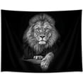 thumbnail image 2 of Lion Tapestry, Wild Animal African Lion on Black Background, Tapestries Wall Hanging for Bedroom Living Room Collage Dorm Room, 2 of 2