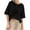 Black, variant on Women's Linen T-shirt Round Neck Half-Sleeve Top with Buttons Cotton Linen Summer Casual Breathable Loose Fit Fashion Tops