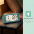 thumbnail image 3 of REGALWOVEN Digital Alarm Clock Large LED Display, Three Alarms, Batteries Powered for Bedroom/Dorm Green 4.9"L x 3.0"W x 2.6"H, 3 of 7