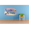 thumbnail image 3 of 3D Bedroom Wall Decal Sticker For Unisex Custom Designs With 3D Butterfly Cute 3D Butterflies On Rainbow Watercolor Design - Butterfly Kisses Lady Bug Hugs - Size: 30 In X 20 In, 3 of 3