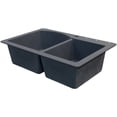 thumbnail image 2 of Transolid Aversa 33in x 22in silQ Granite Drop-in Double Bowl Kitchen Sink with 2 BD Faucet Holes, In Grey, 2 of 4