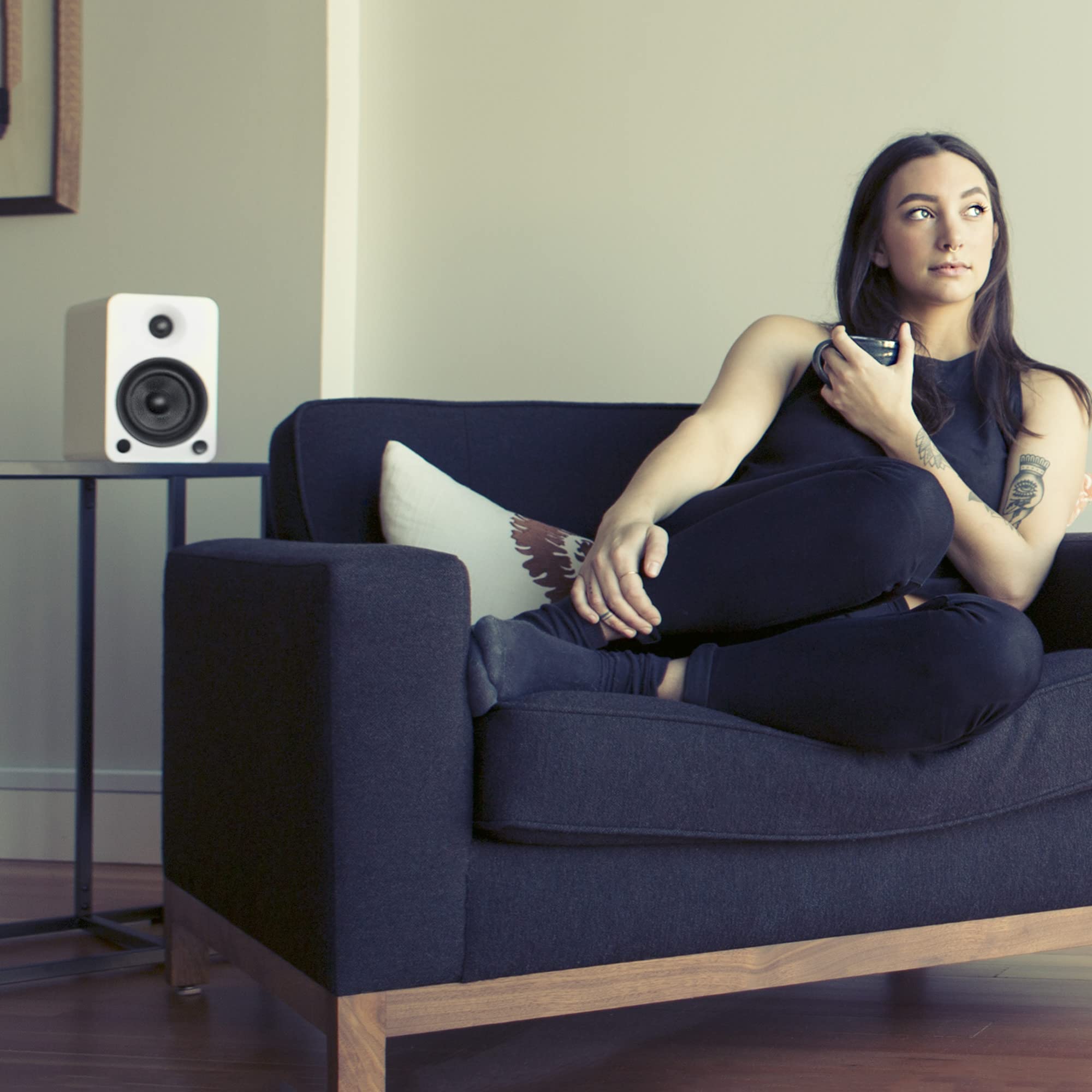 Kanto YU6 Powered Speakers with Bluetooth and Built-in Phono Preamp | 200W Peak Power | 1" Silk Dome Tweeter and 5.25" Kevlar Driver | Auto Standby and Startup | Remote Included | Pair | Matte Blue
