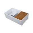 thumbnail image 2 of Tosca Farmhouse Fireclay 33" Double Bowl Kitchen Sink with Grid, Cutting-Board and Strainer in White, 2 of 7